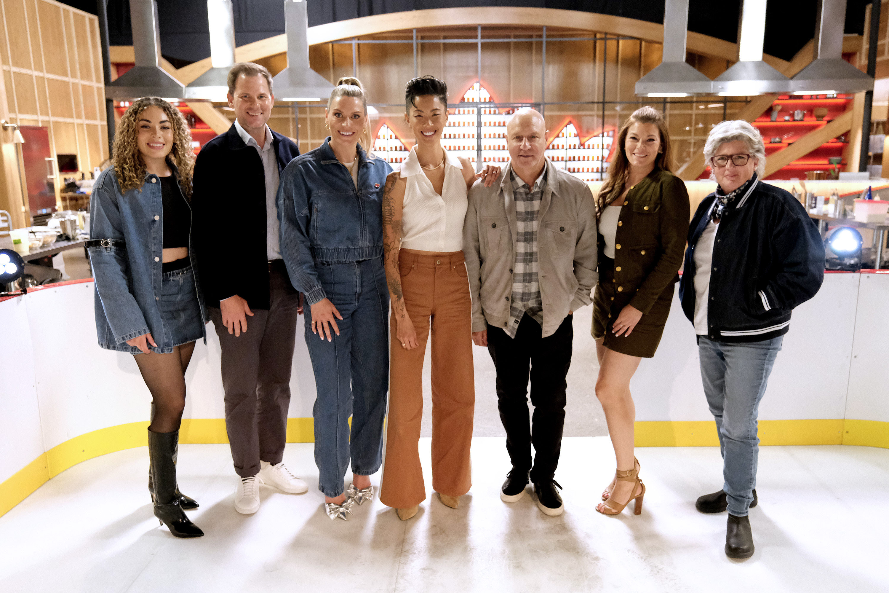 Kristen Kish, Tom Colicchio, Gail Simmons posing for the camera