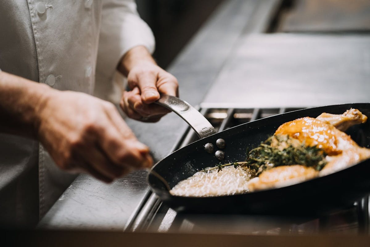 a chef cooking