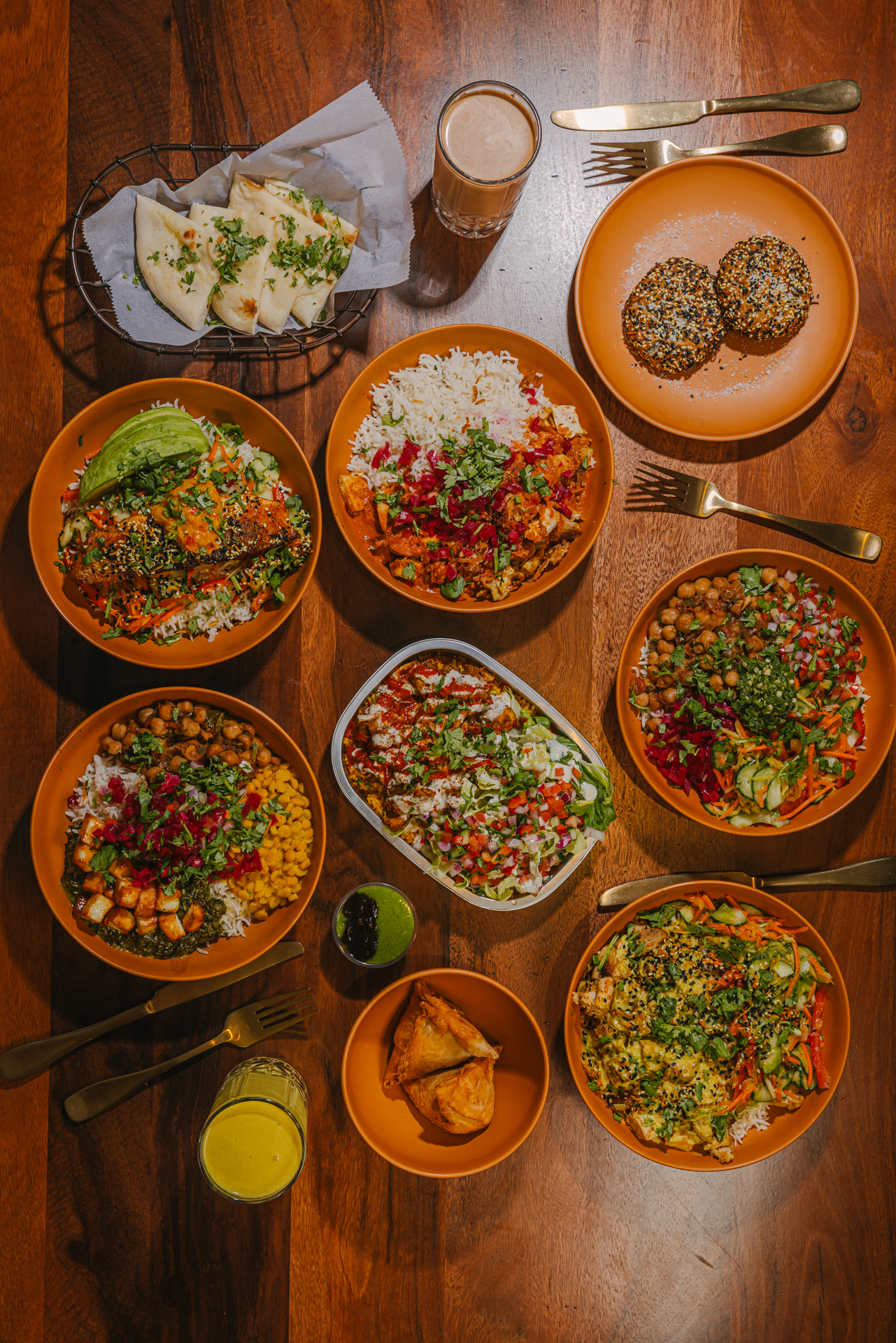 many different types of food on a wooden table