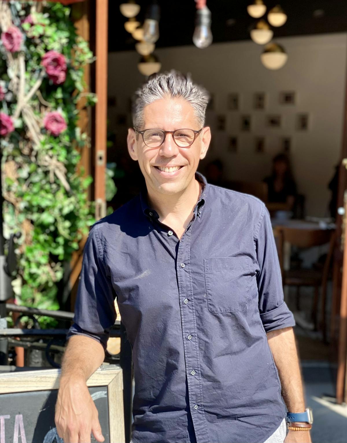 a man wearing glasses