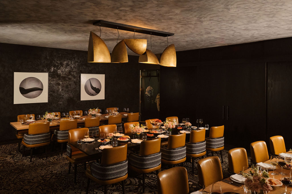 a room with tables and chairs