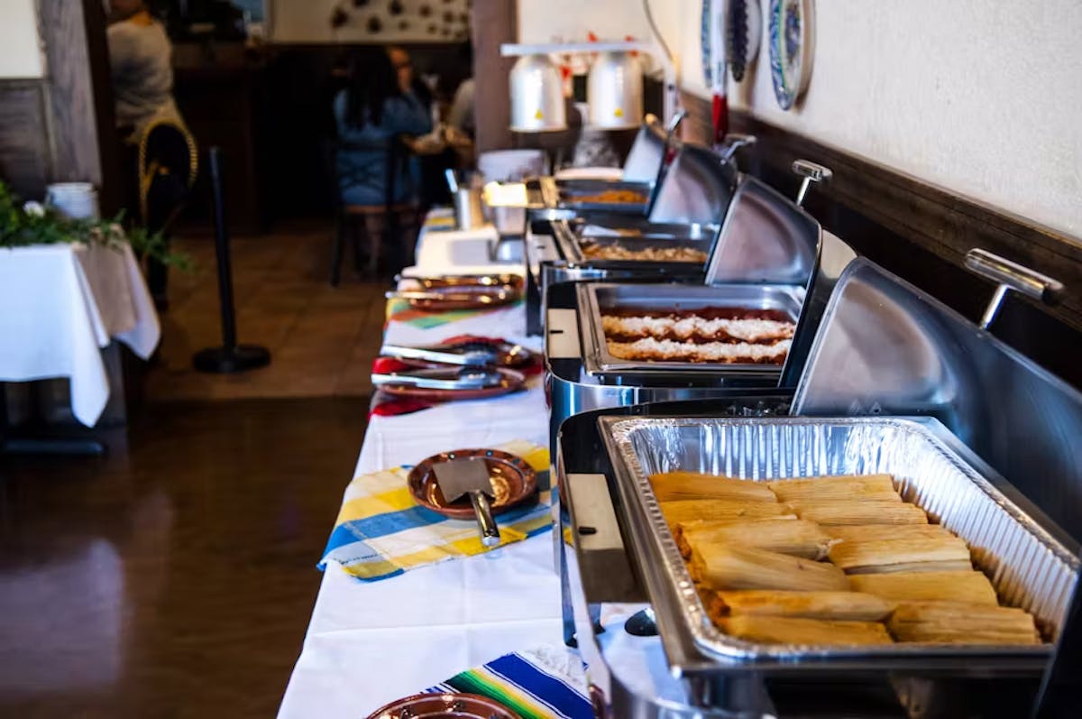 a pan of food on a table
