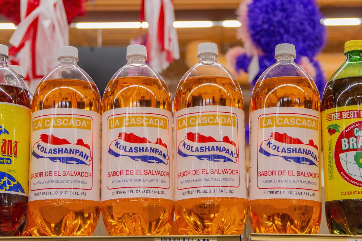 a row of bottles on a table