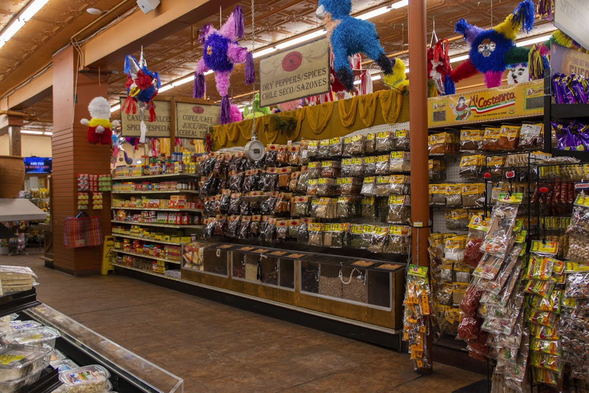 a group of items on display in a store