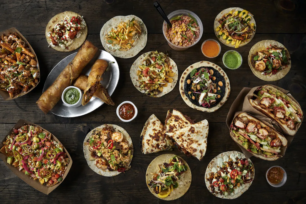 many different types of food on a table