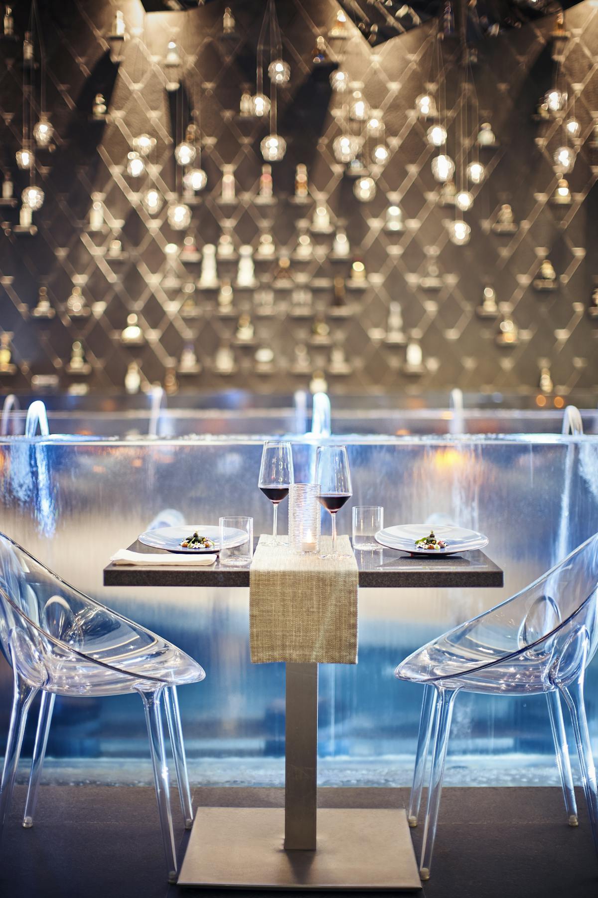 a table with wine glasses
