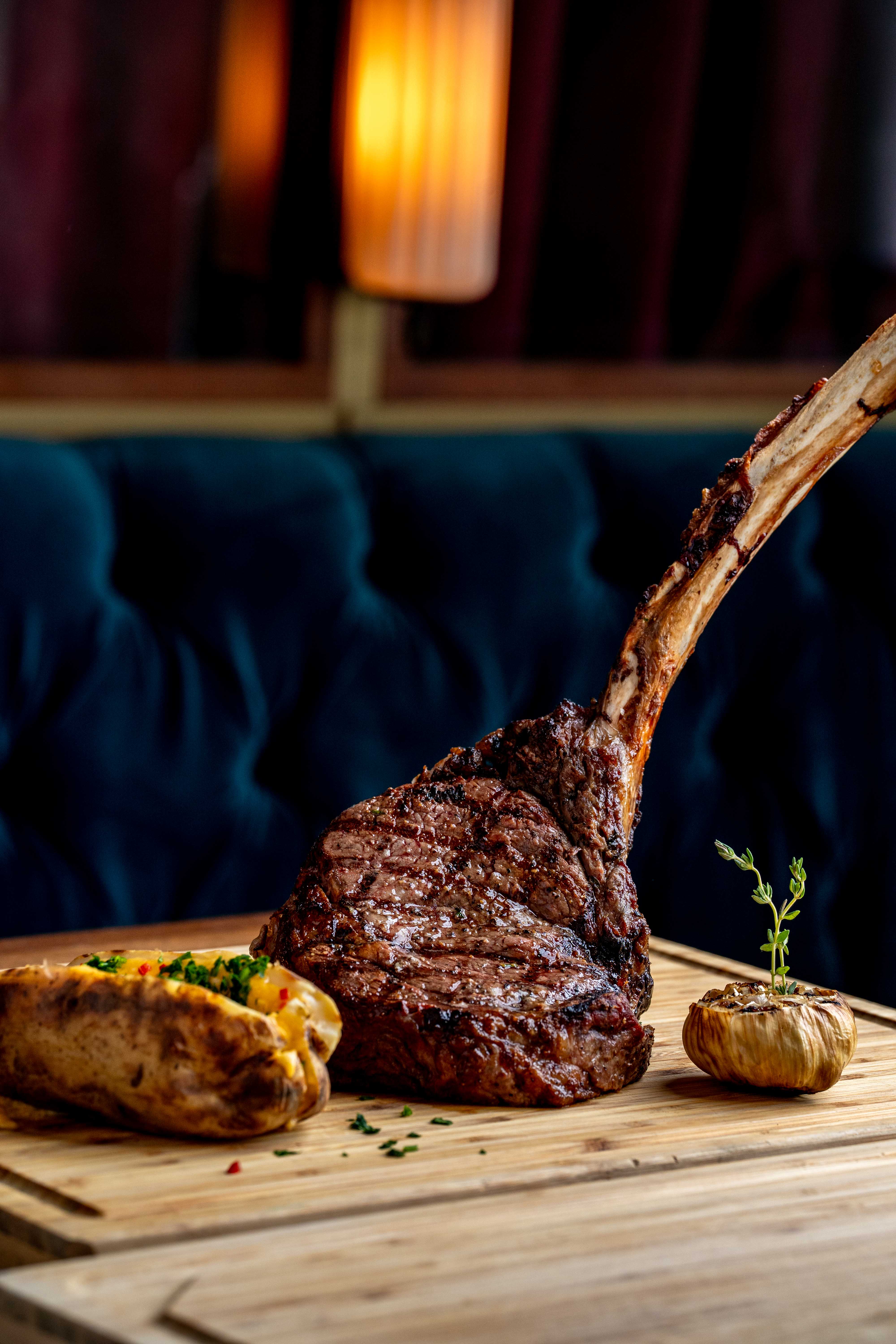 a close up of food on a wooden table