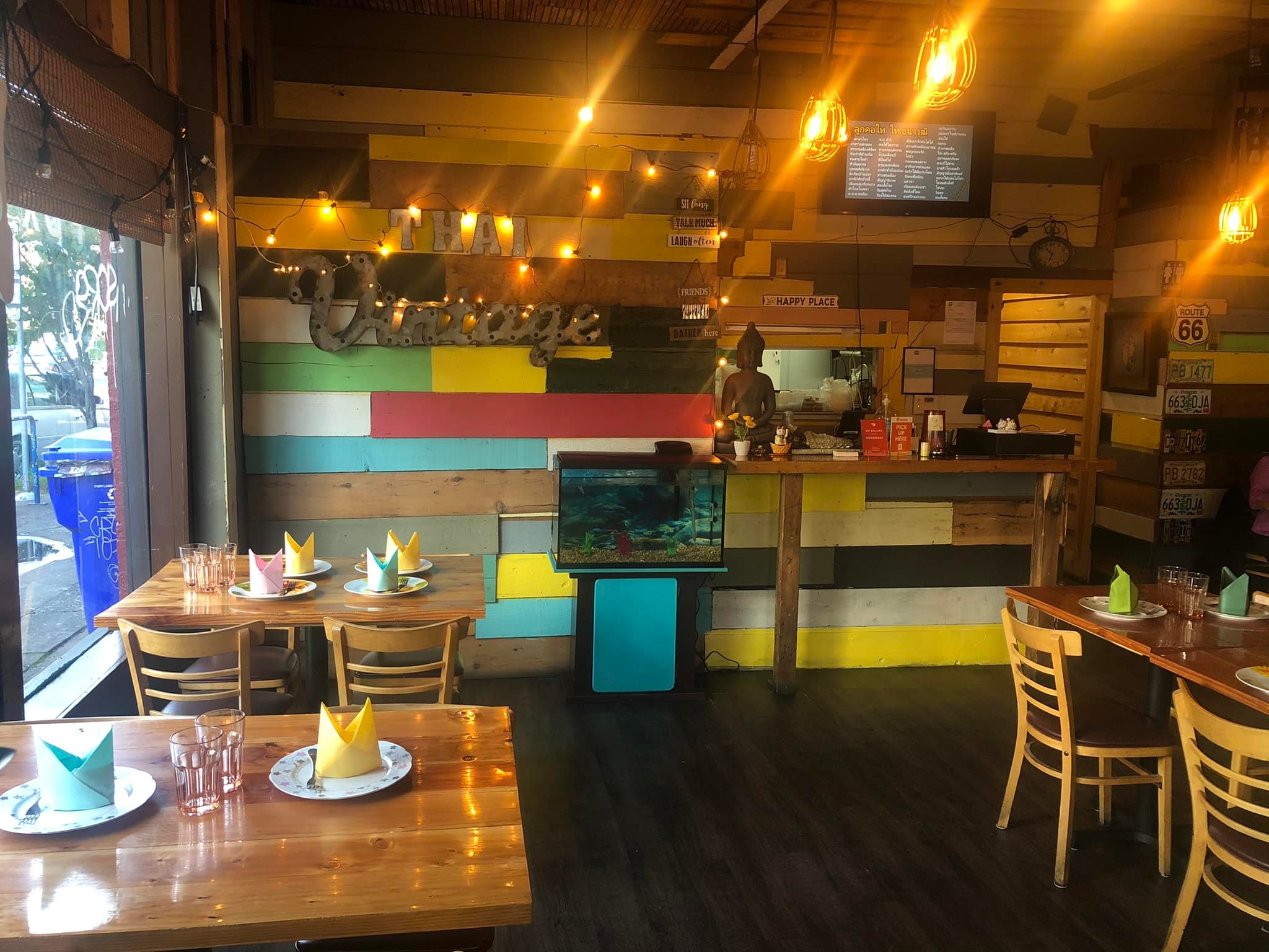 a dining table in a restaurant