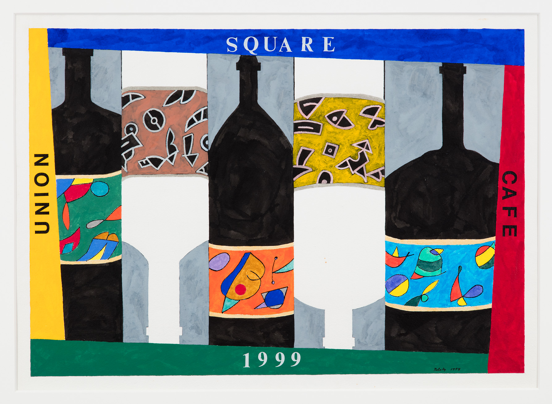 a close up of wine bottles