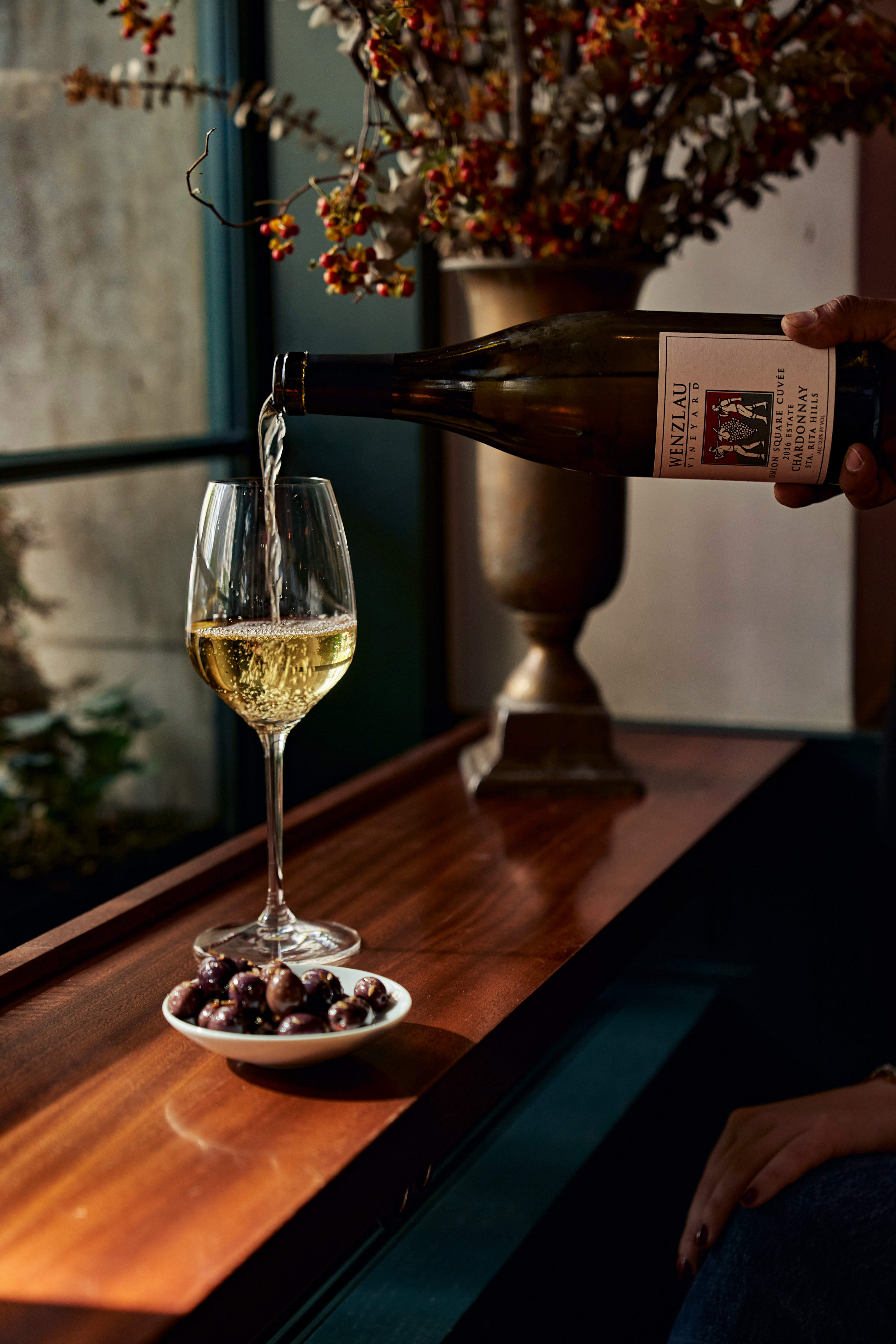 a close up of a glass of wine