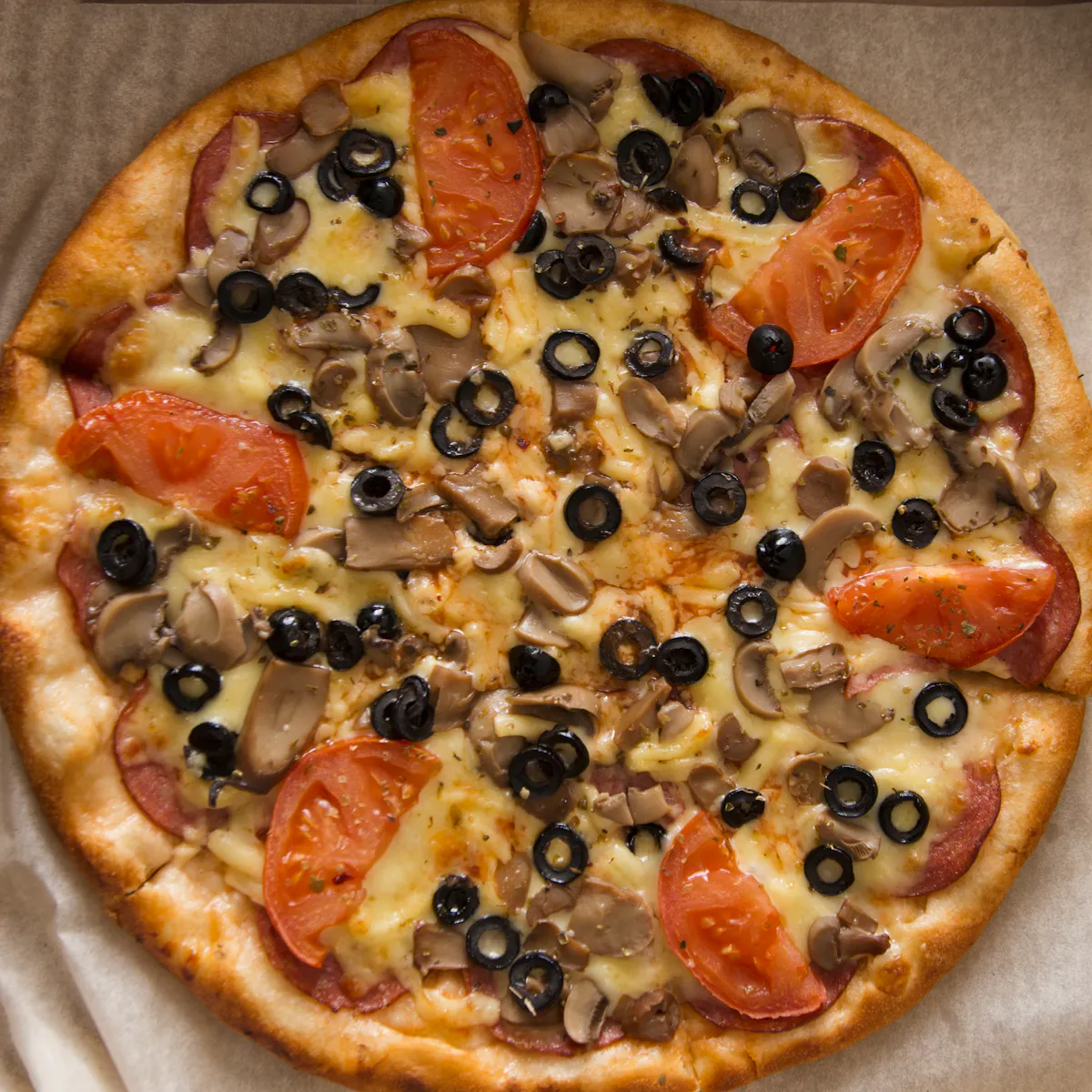 a close up of a slice of pizza