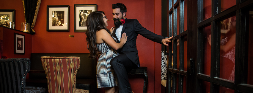 A couple dancing to romantic music in the dining room at Better Than Sex - A Dessert Restaurant
