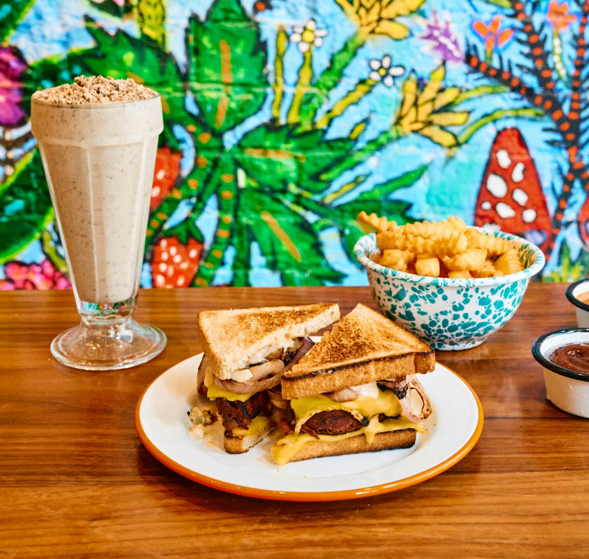 a table topped with plates of food on a plate