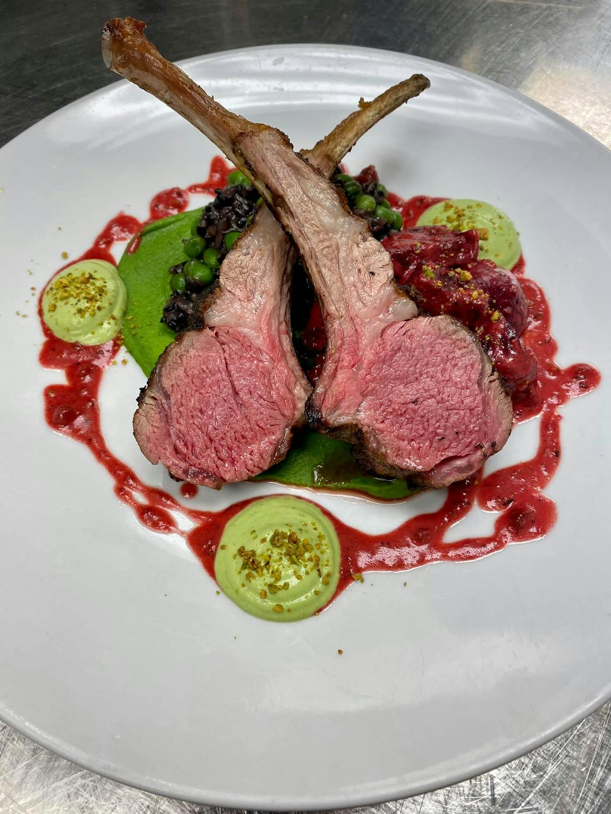 a plate of food with a fork