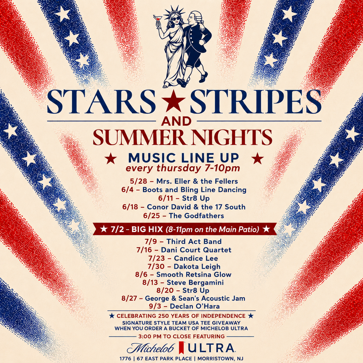 a poster with text and stars and stripes