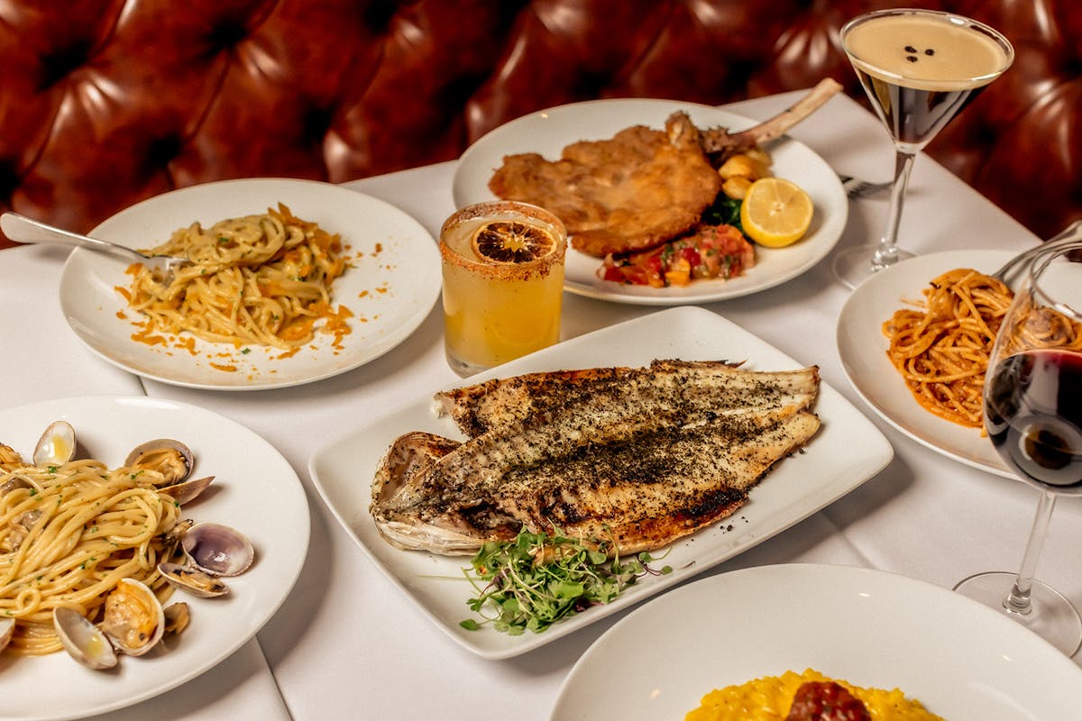 a bunch of food on a plate on a table