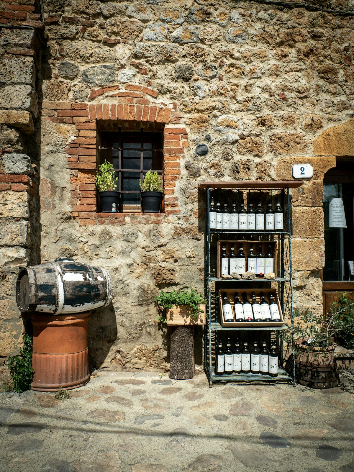 a fire place sitting in front of a brick building