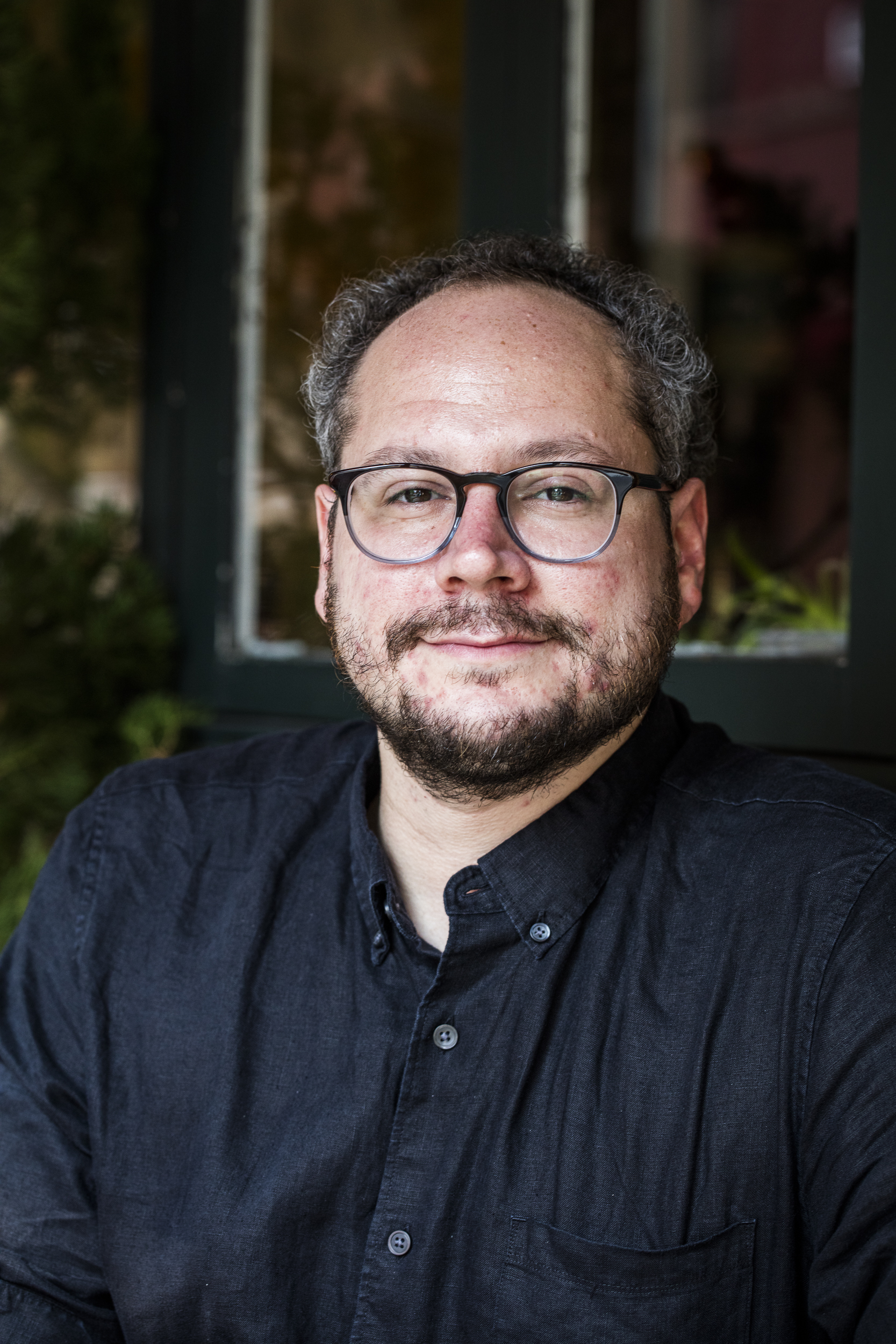 a man wearing glasses