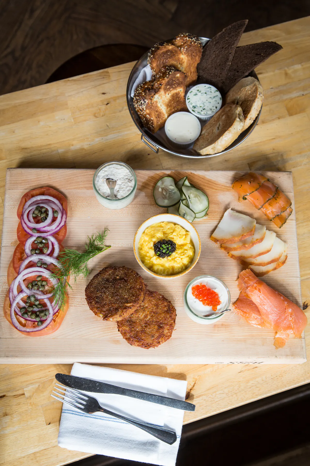 food on a wooden cutting board