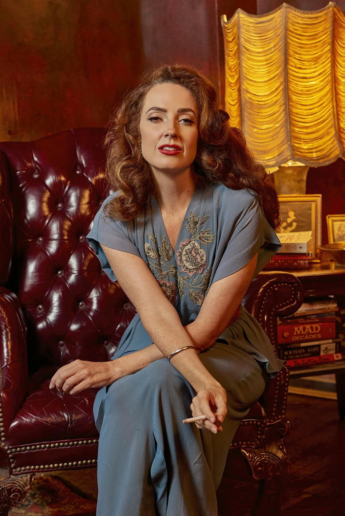 a person sitting on a table