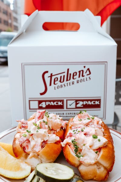 a plate of fresh Maine lobster rolls