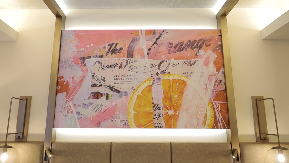 a close up of a painted wall