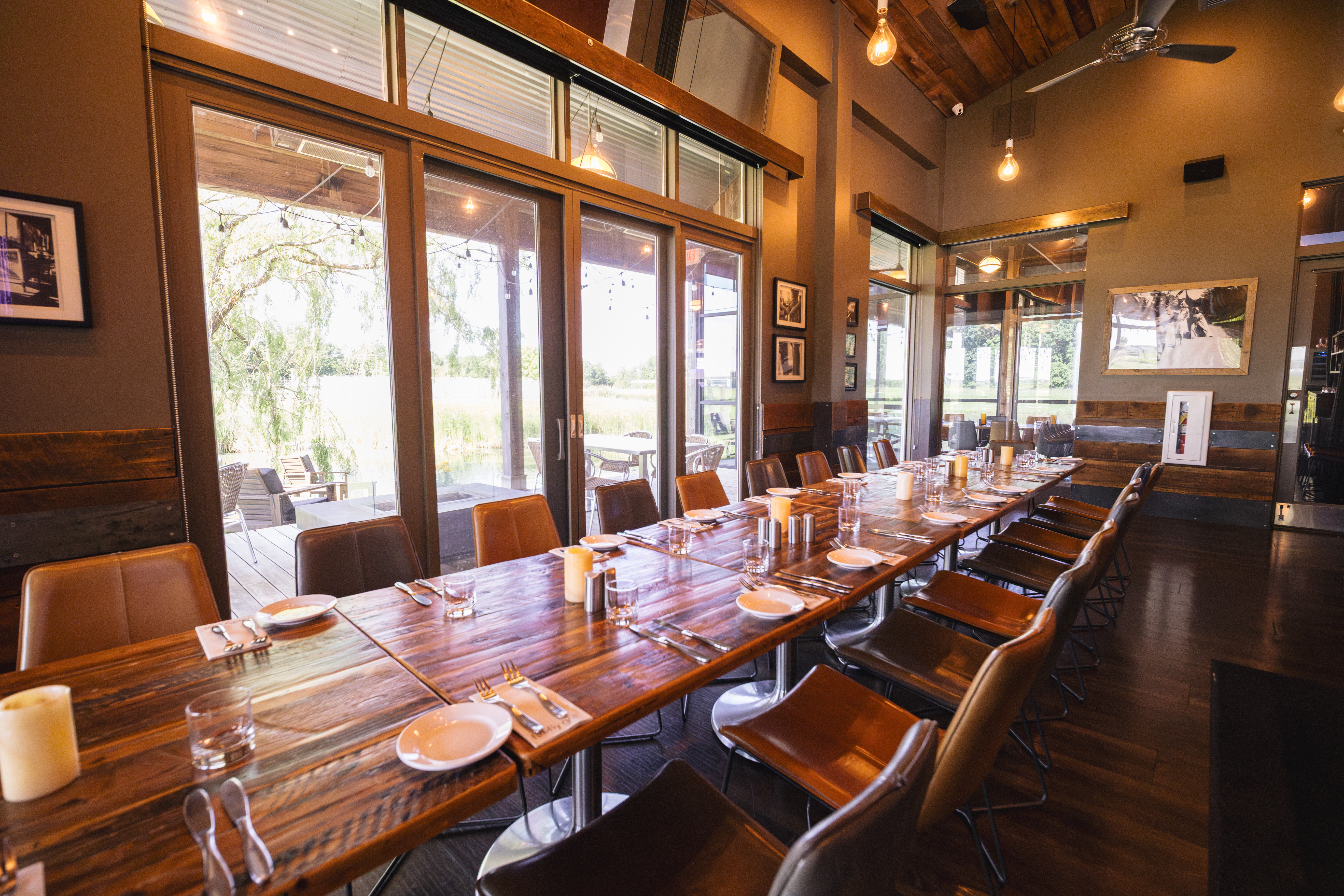 a room with tables and chairs