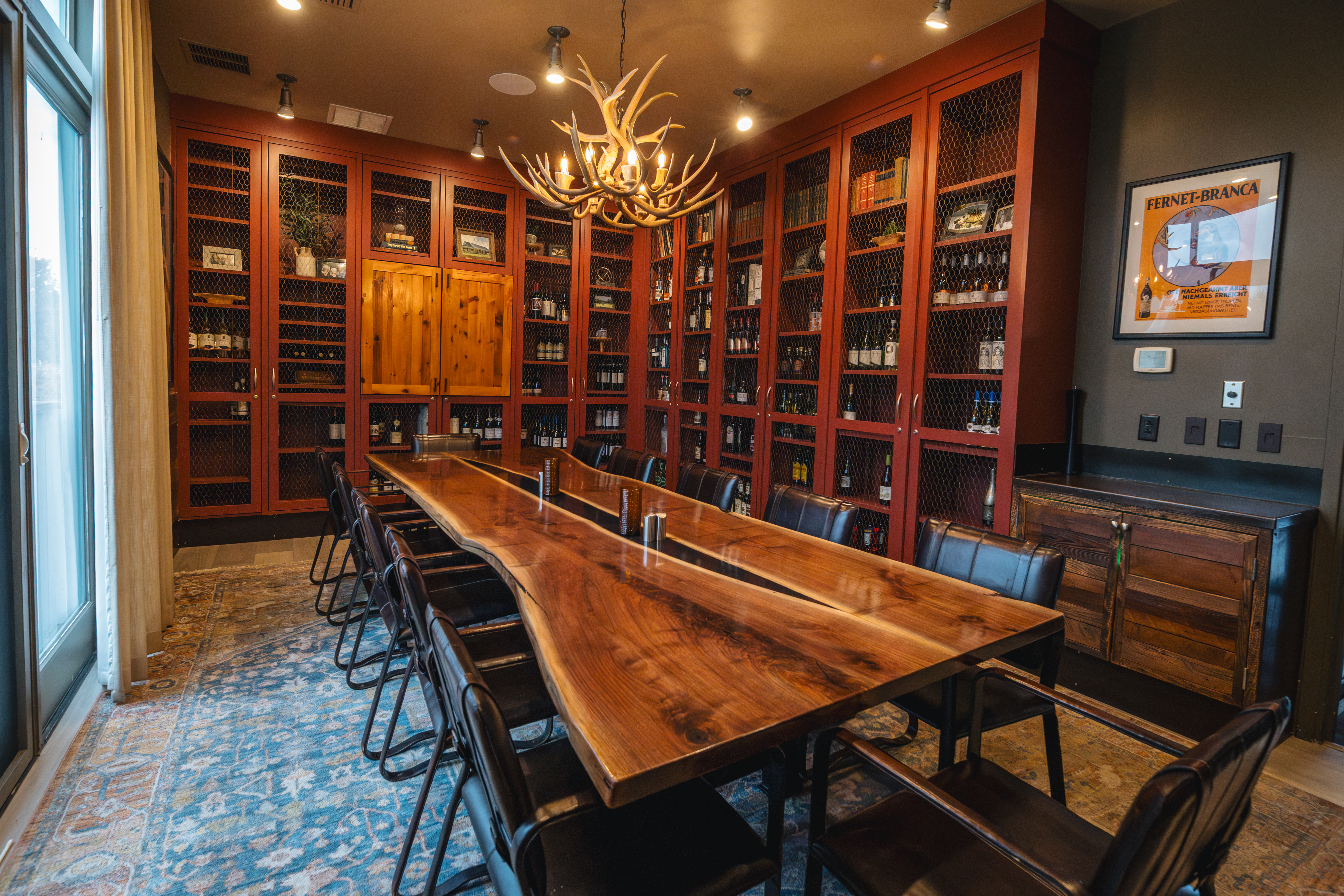 a room with tables and chairs