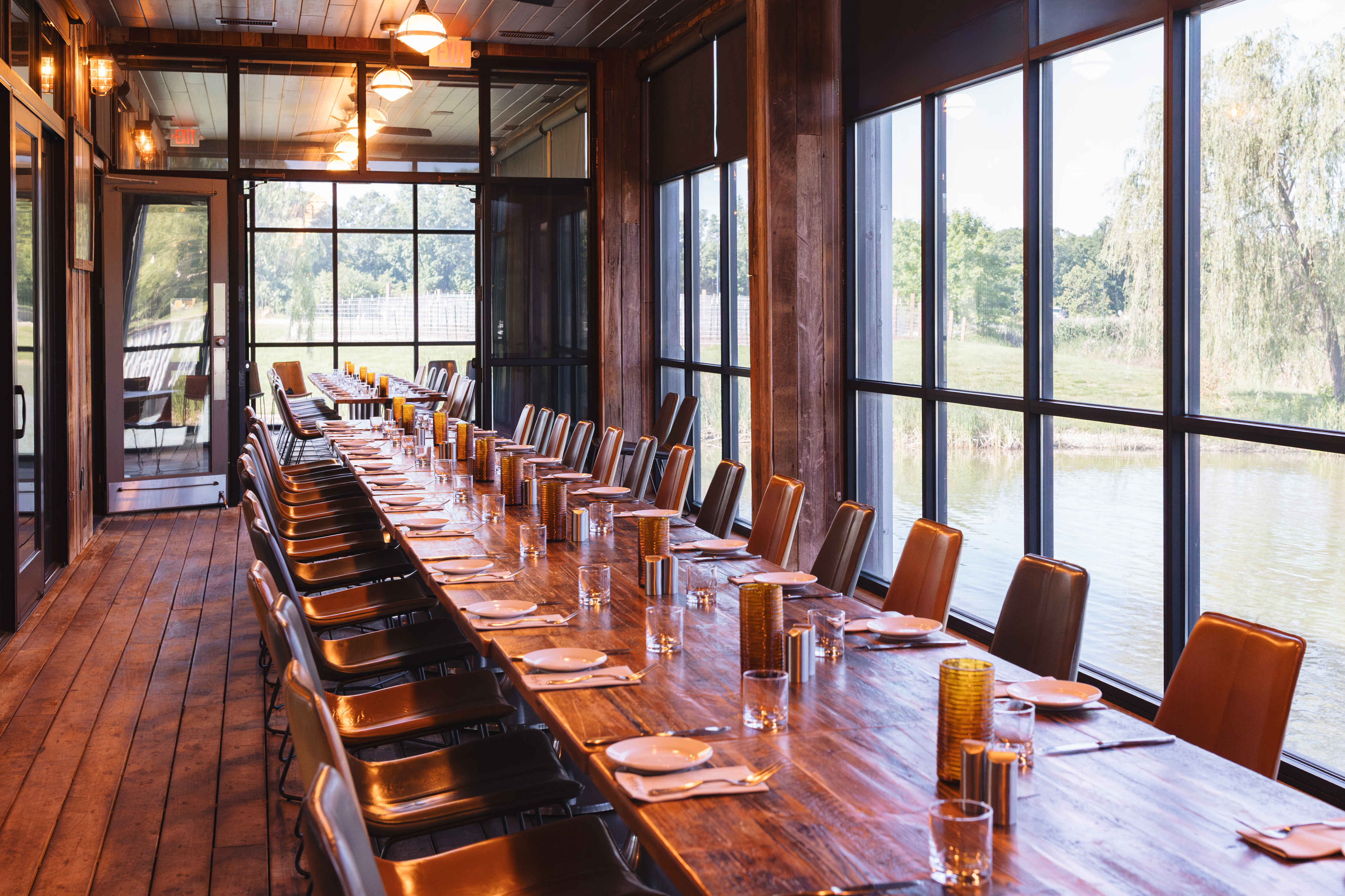 a room with tables and chairs
