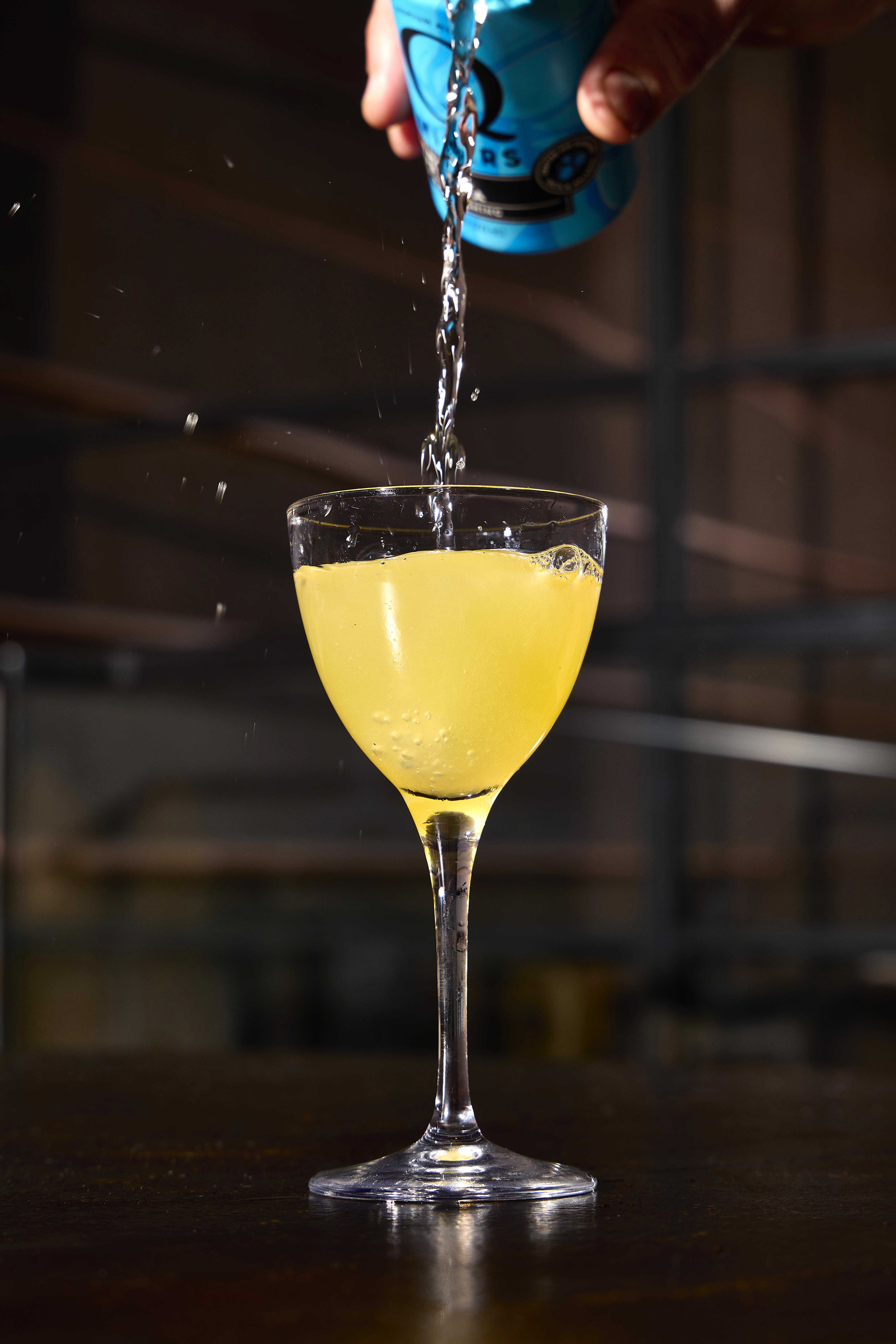 a glass of water on a table
