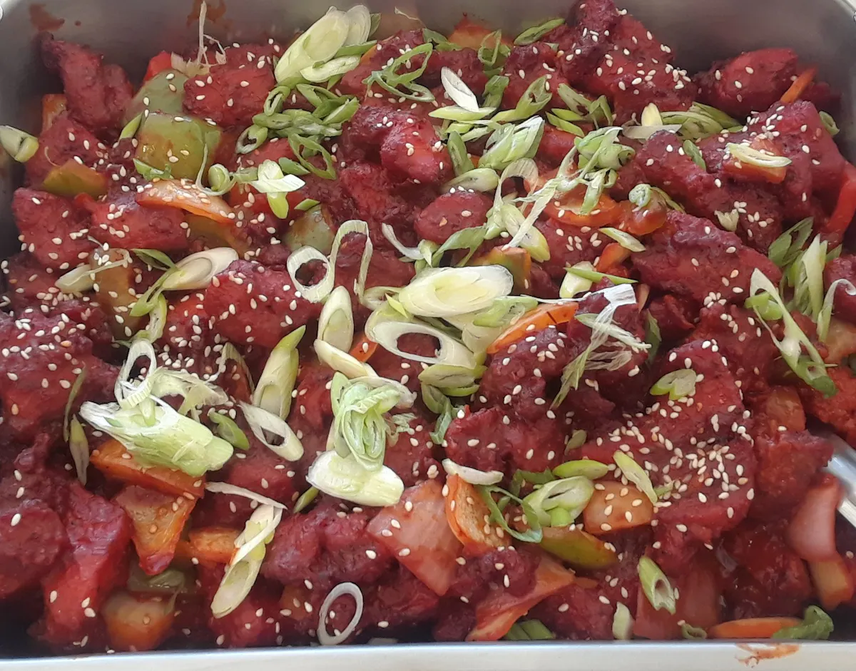 a close up of food