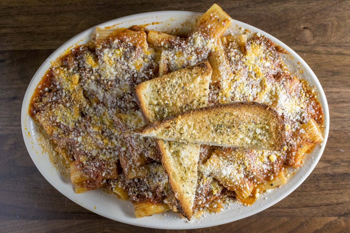 a plate with crusts of bread and garlic