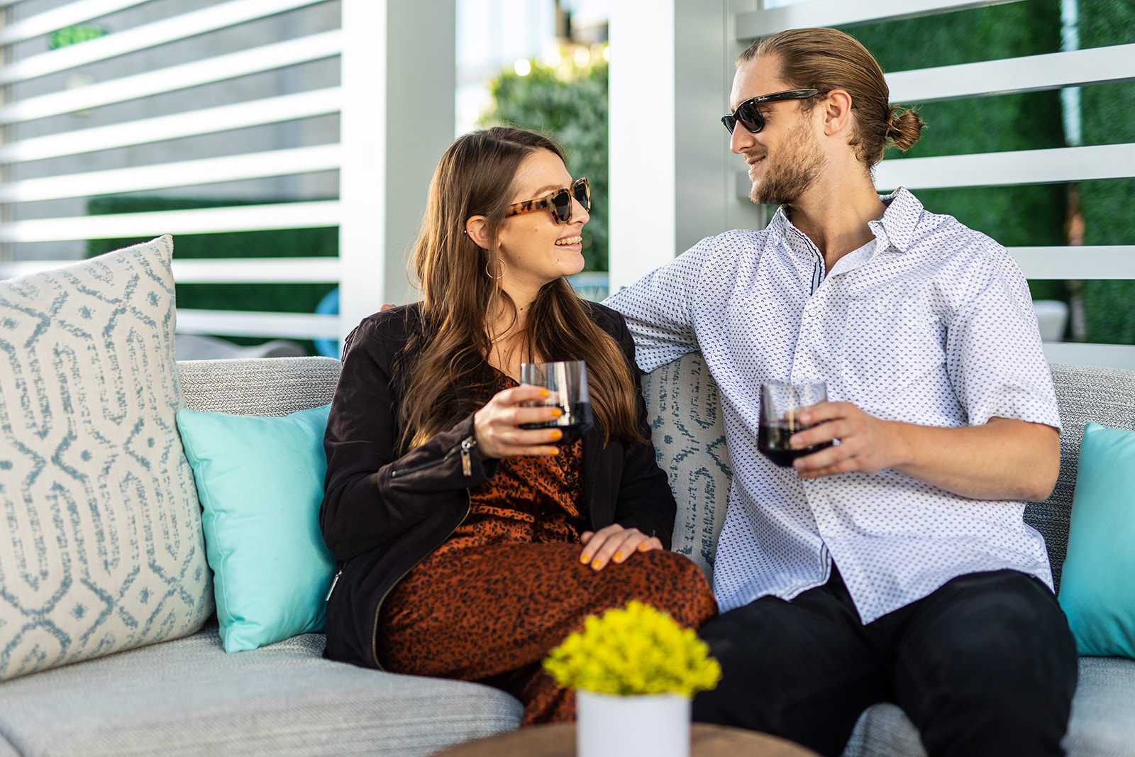 a man and a woman sitting on a couch