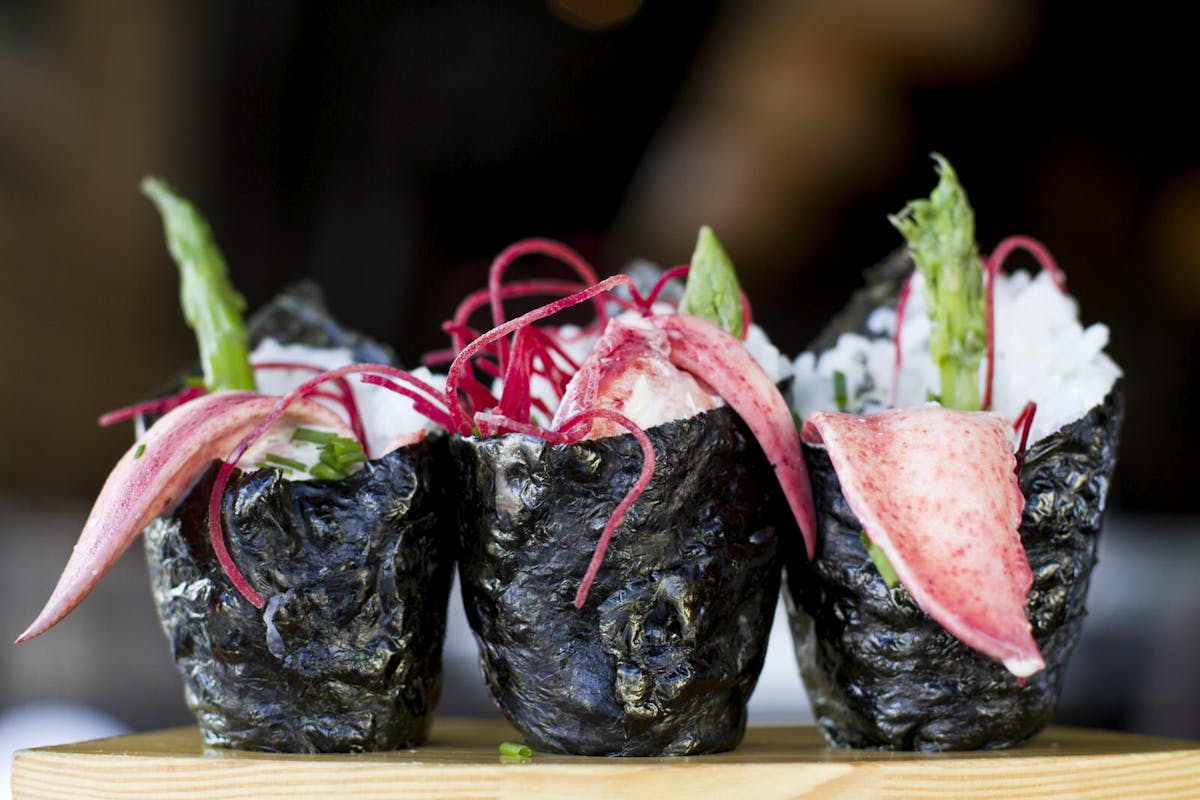 a close up of food on a table
