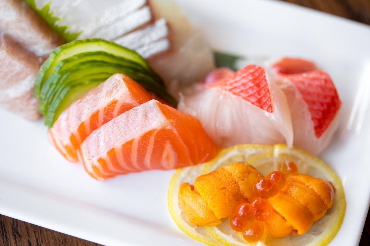 a plate of food with a slice cut out