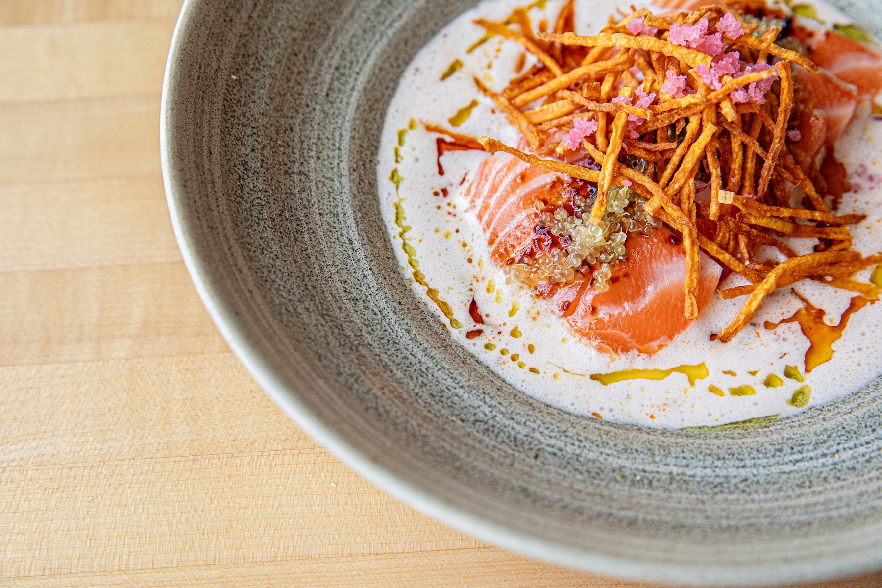 a bowl of food on a table