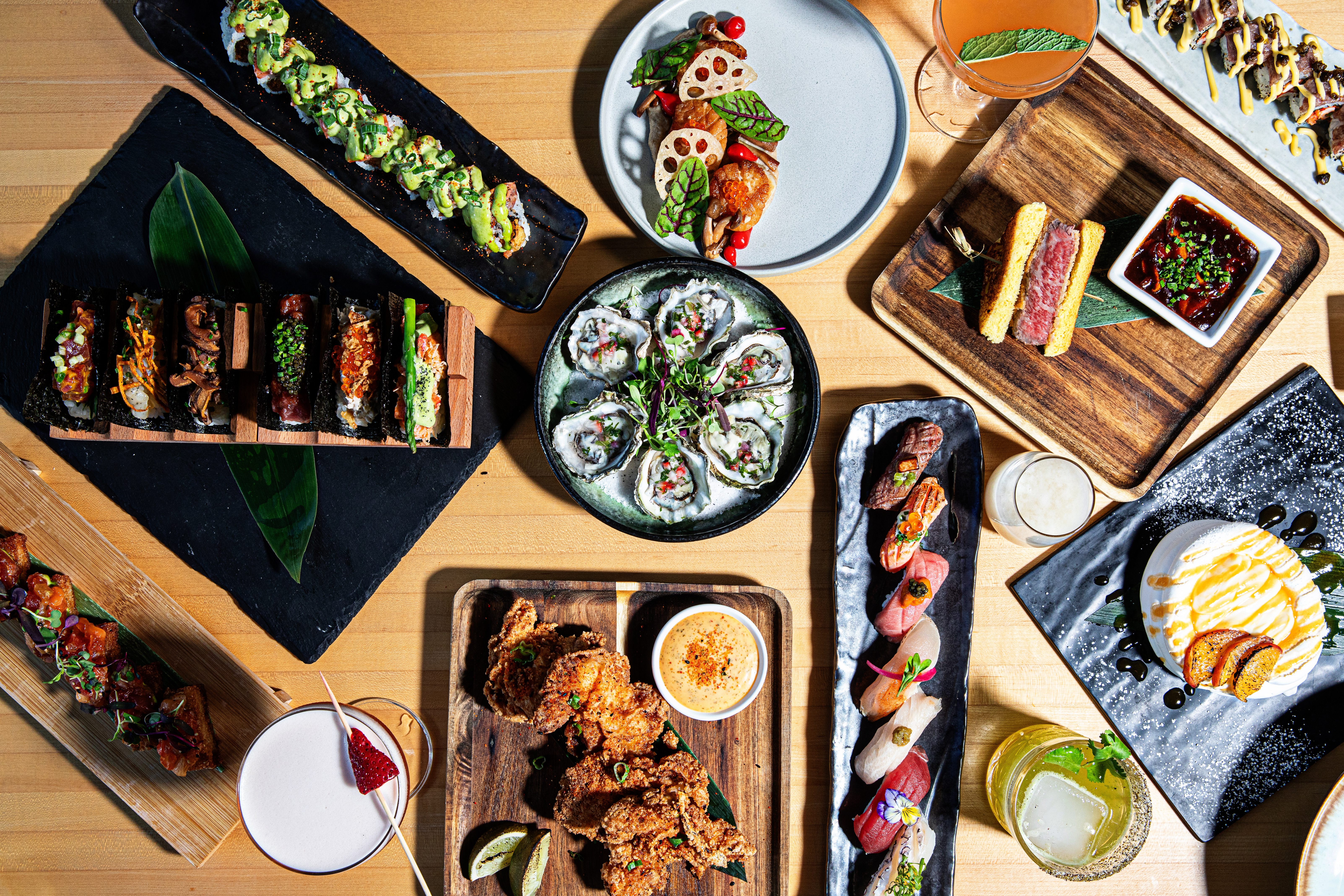 a bunch of food on a table