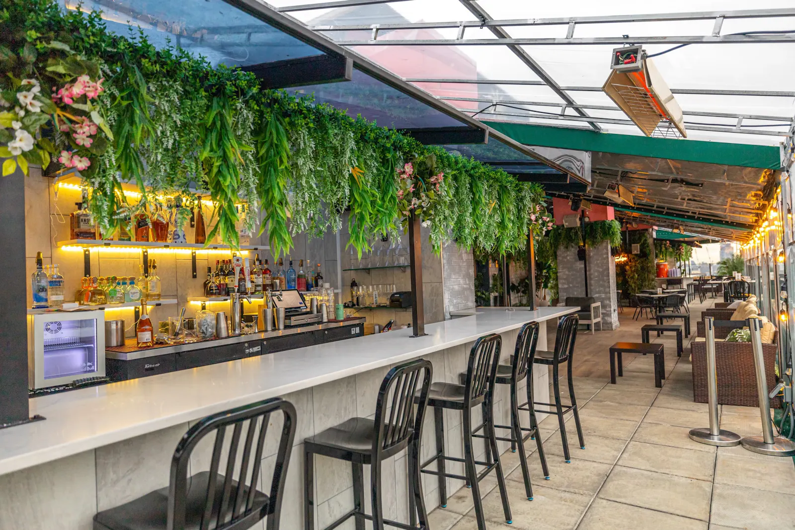 Rooftop seating at Lost in Paradise in Long Island City
