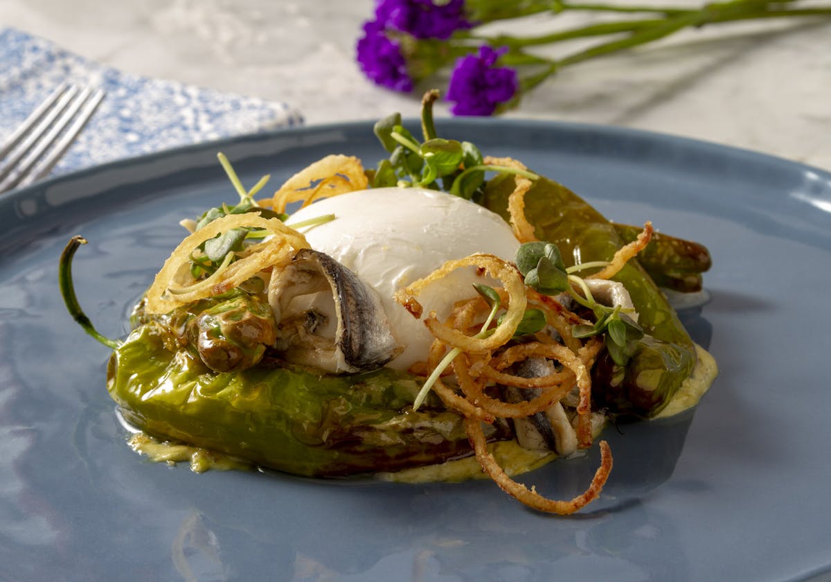 a plate of food with a fork