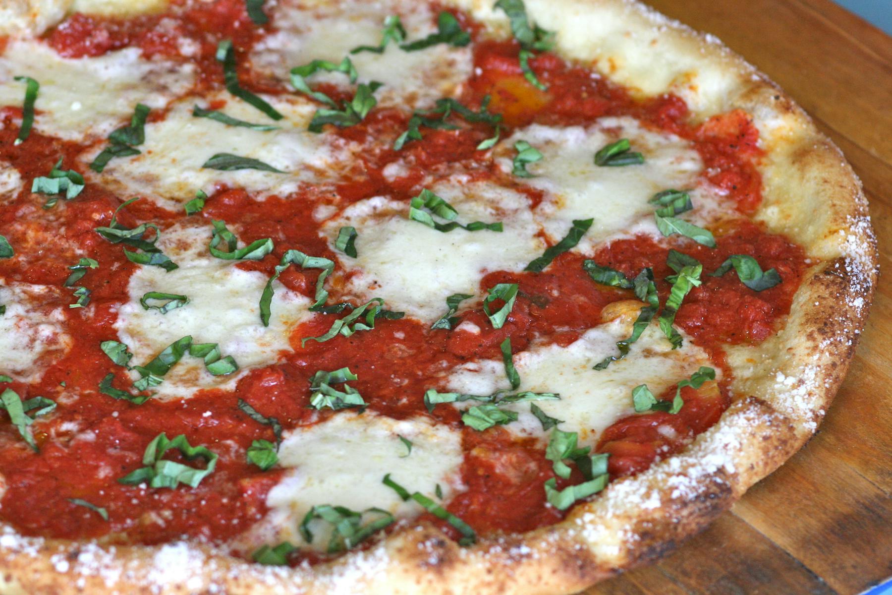 a close up of a pizza