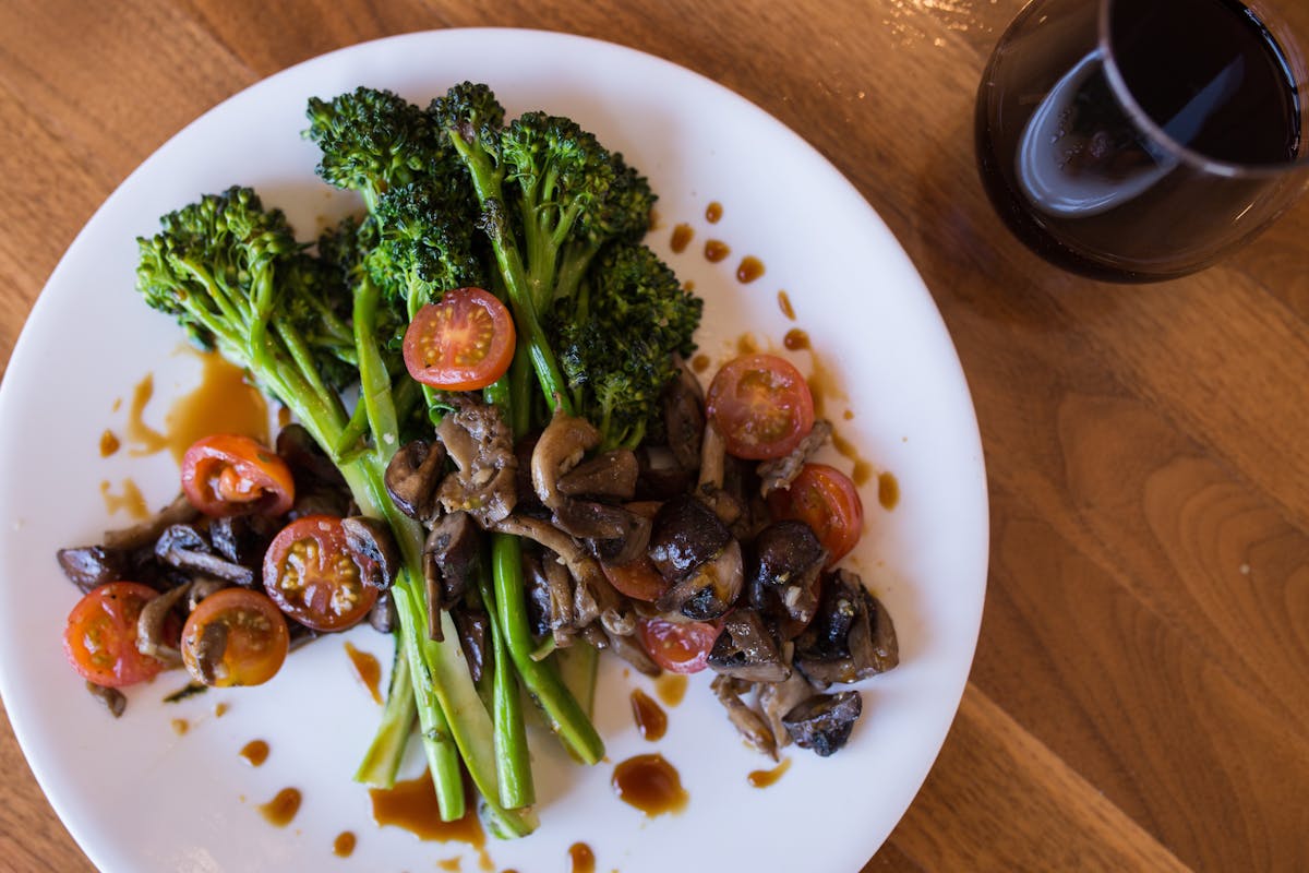 a plate of food with broccoli