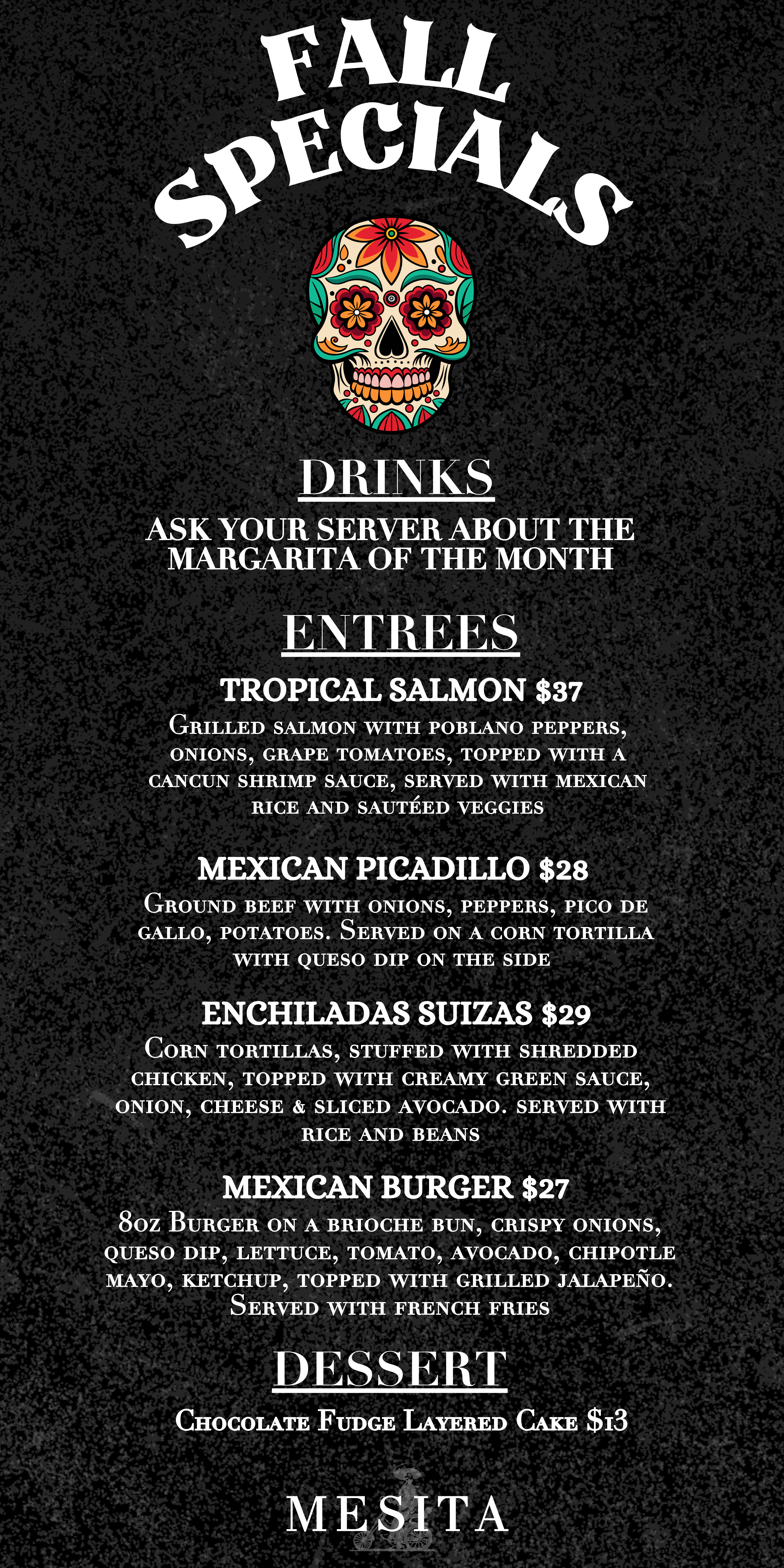 a menu of a restaurant