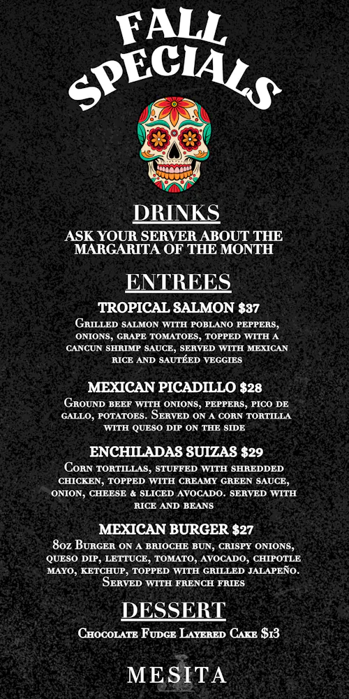 a menu of a restaurant