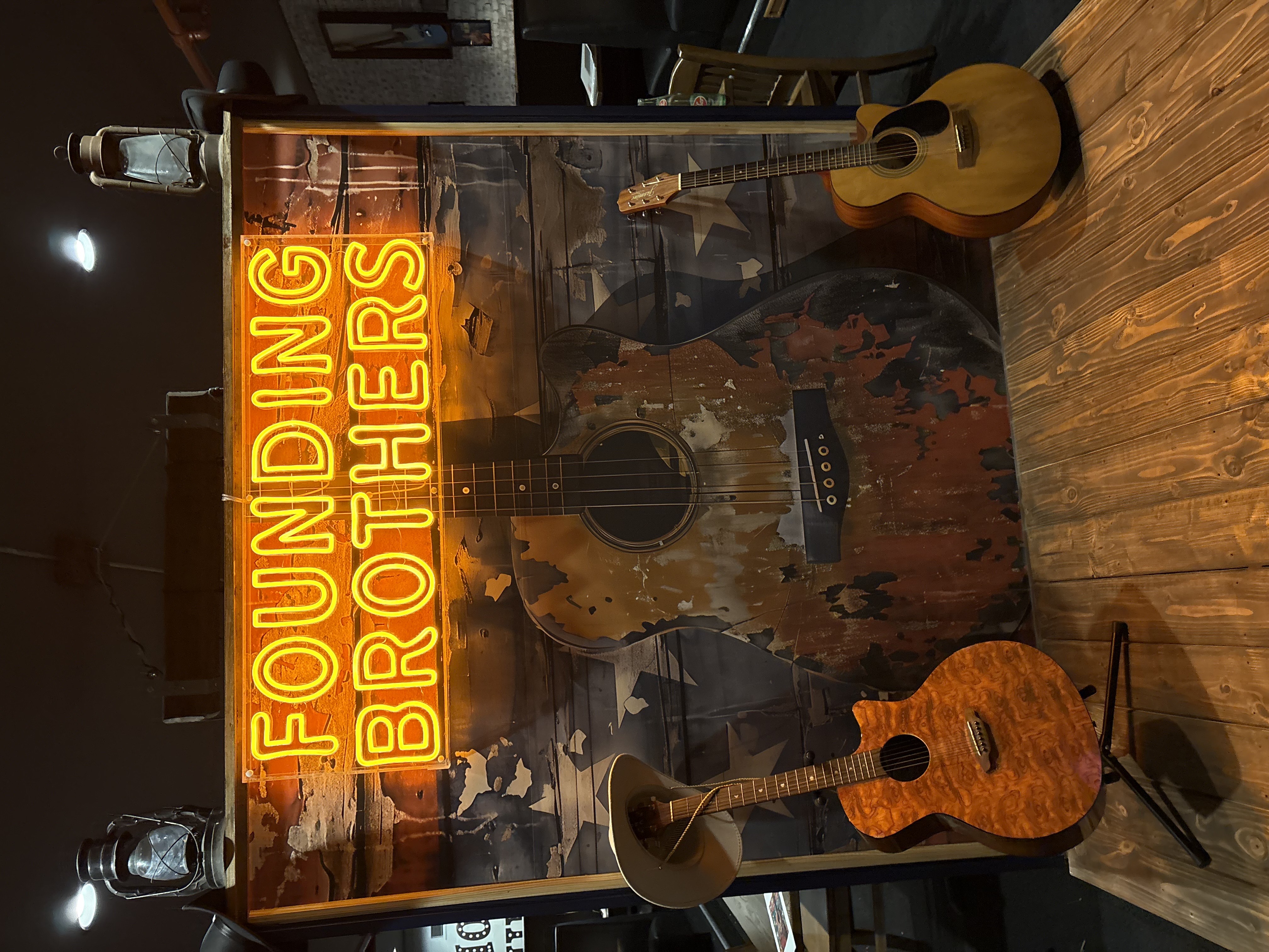 a store front at night