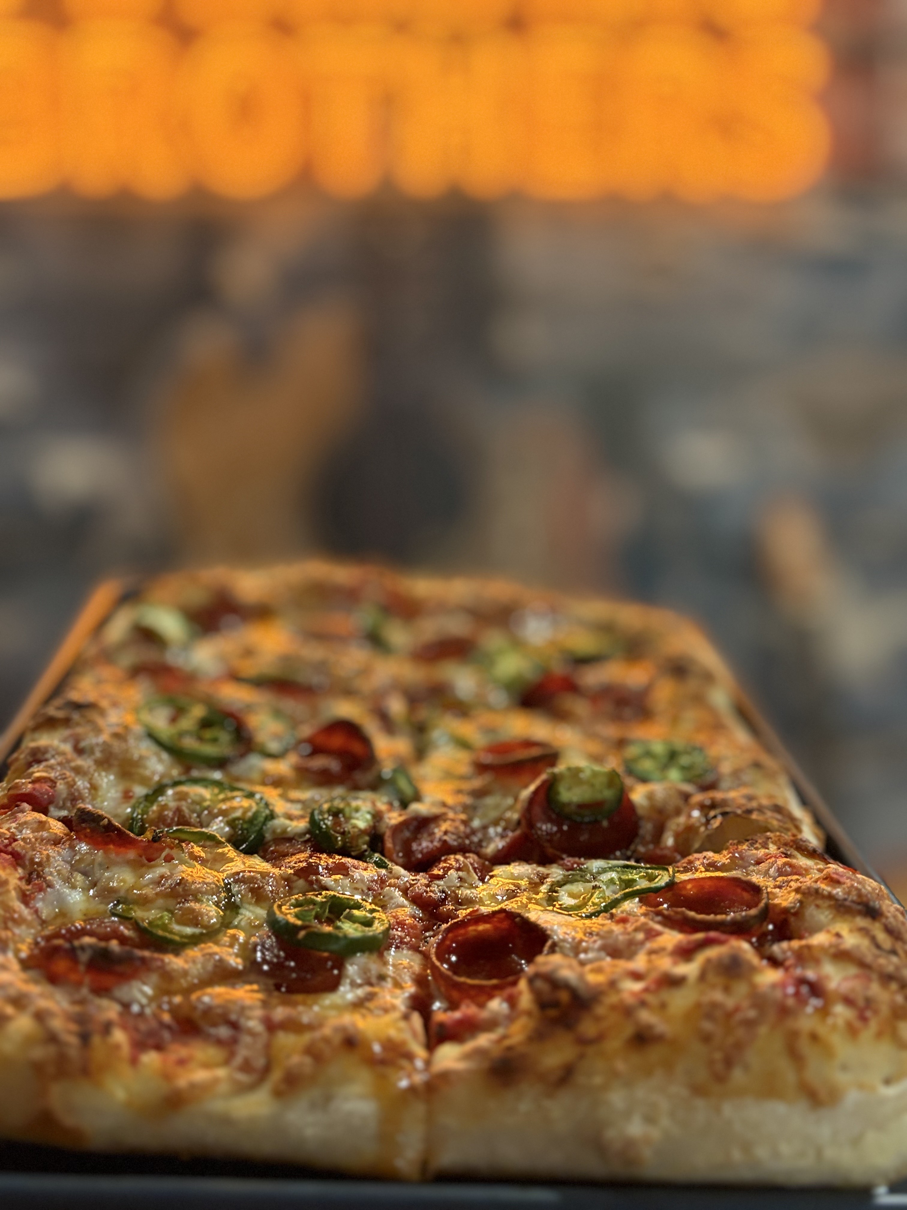 a close up of a pizza