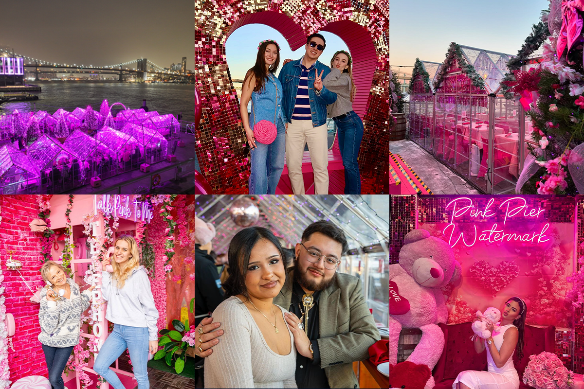 Pink Pier Valentine’s Day weekend at Watermark with pink décor and waterfront views