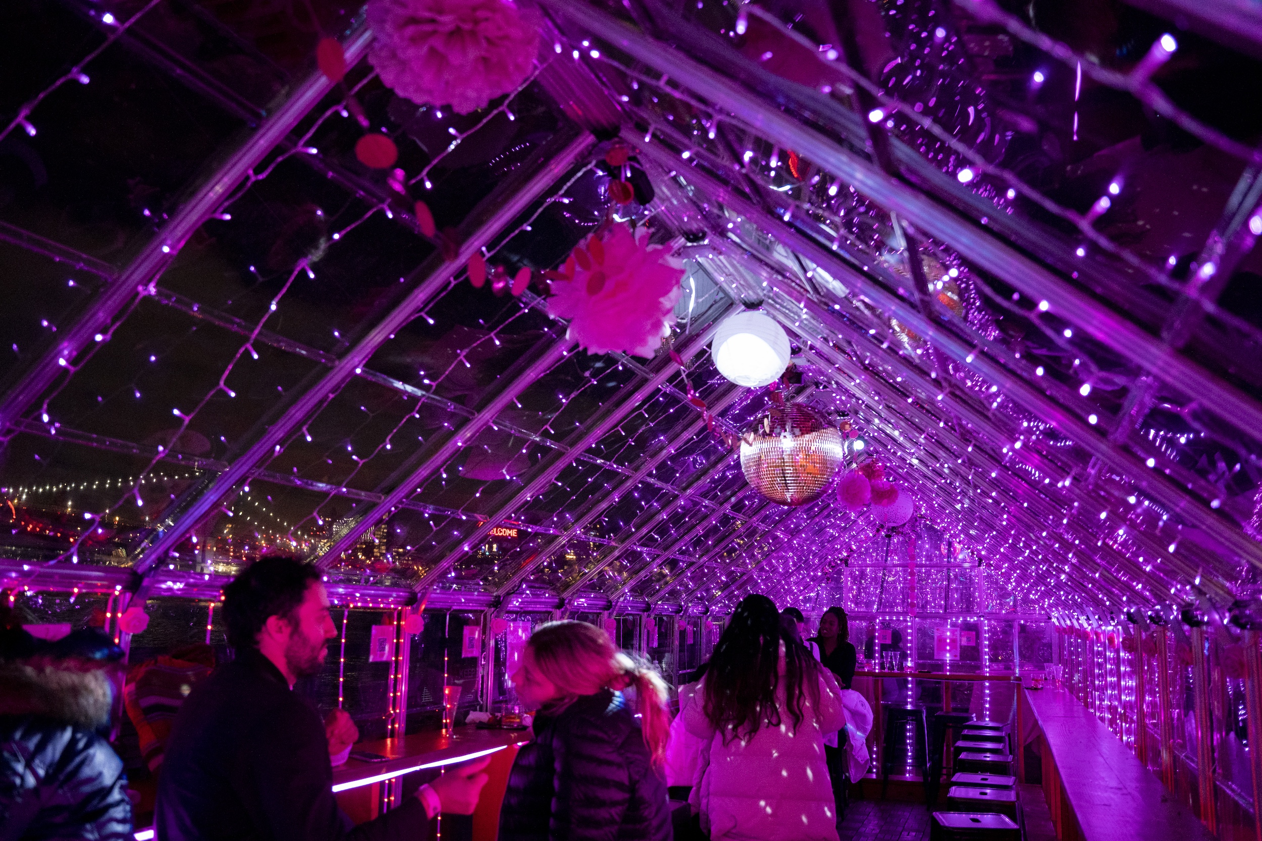 Pink Cocktail Chalet exterior at Pink Pier