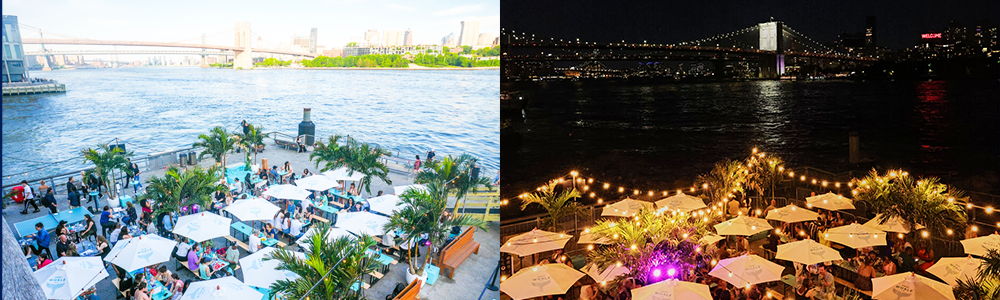 Waterfront Dining Day and Night Banner