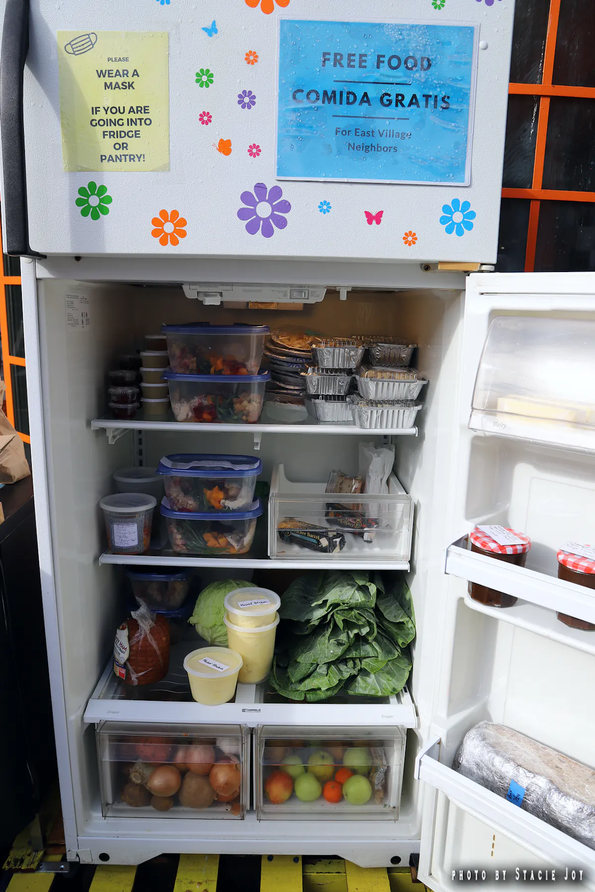 a refrigerator filled with food