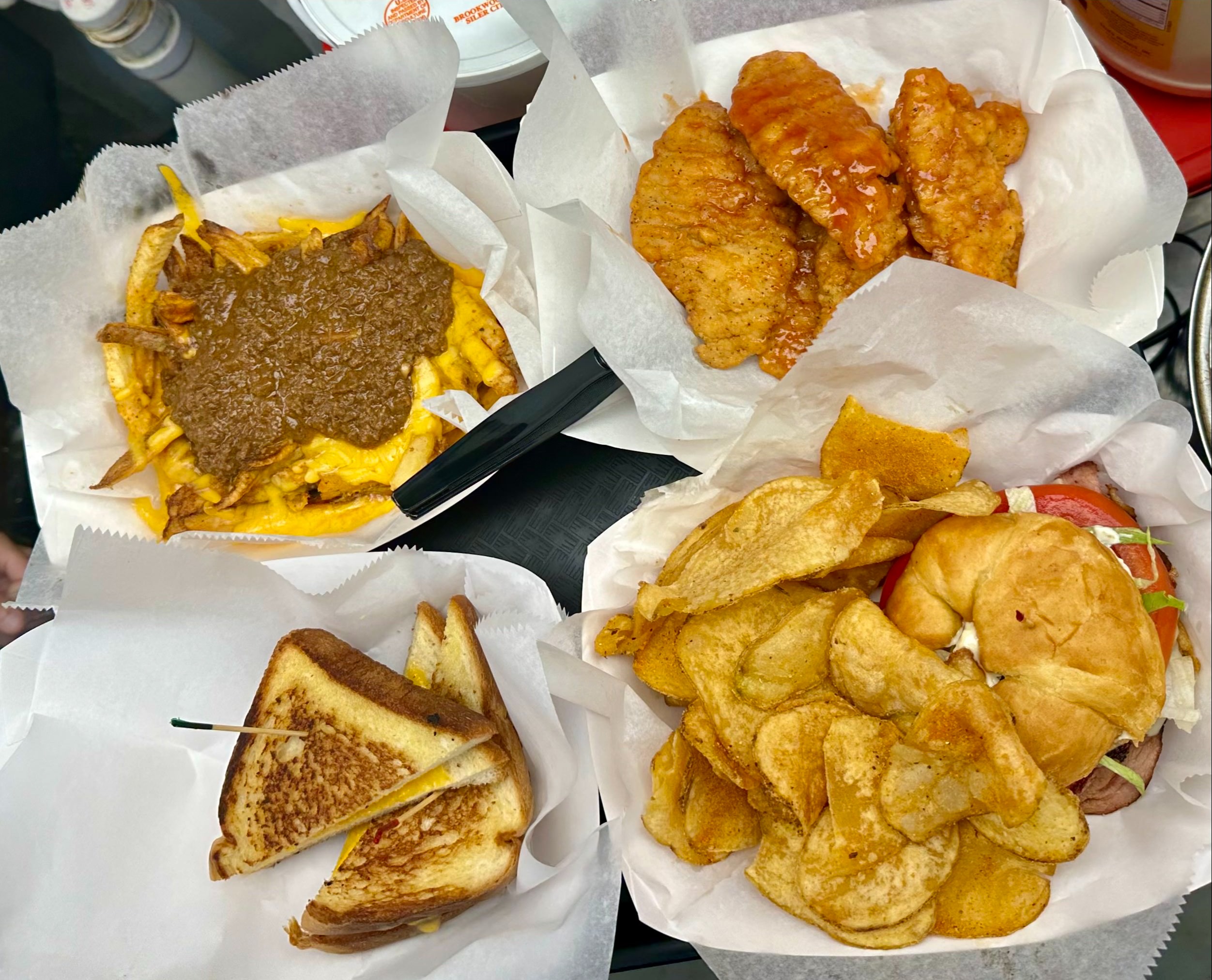 a bunch of food sitting on a table